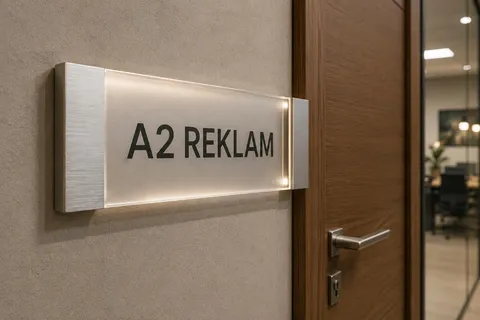A2 Reklam tarafından İstanbul'da üretilen kapı isimliği uygulaması - örnek proje fotoğrafı.